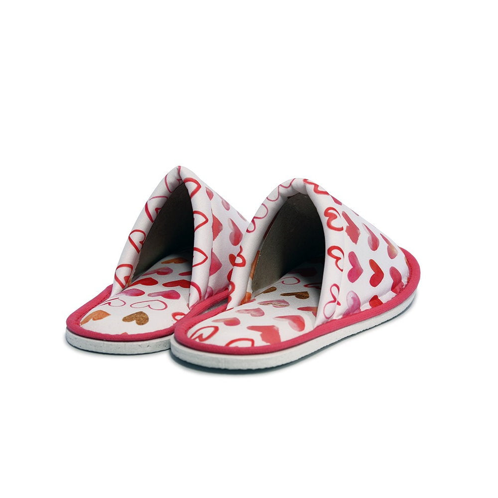 Chochili Women Heart Home Slippers White and Red Love Lightweight Silent Walk Size 7 to 8 - supplyity