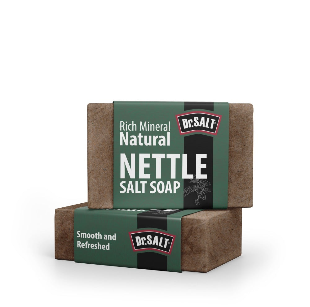 Dr Salt Rich Mineral Natural Nettle Salt Soap (2 Bars) Cleanse Oily Skin, Thicken Hair, Promote New Hair Growth, Treat Allergy - supplyity