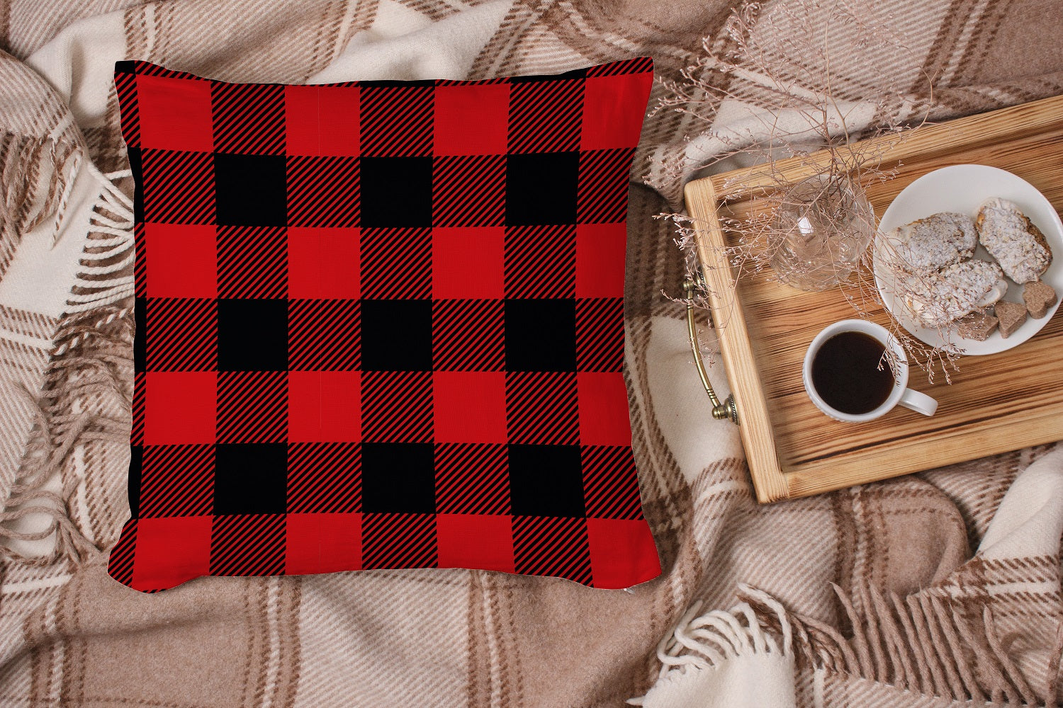 Gift Pack for Him Lumberjack Slippers and Pillow Case Pack Home Decor Pillow Cases Cushion Cover - supplyity