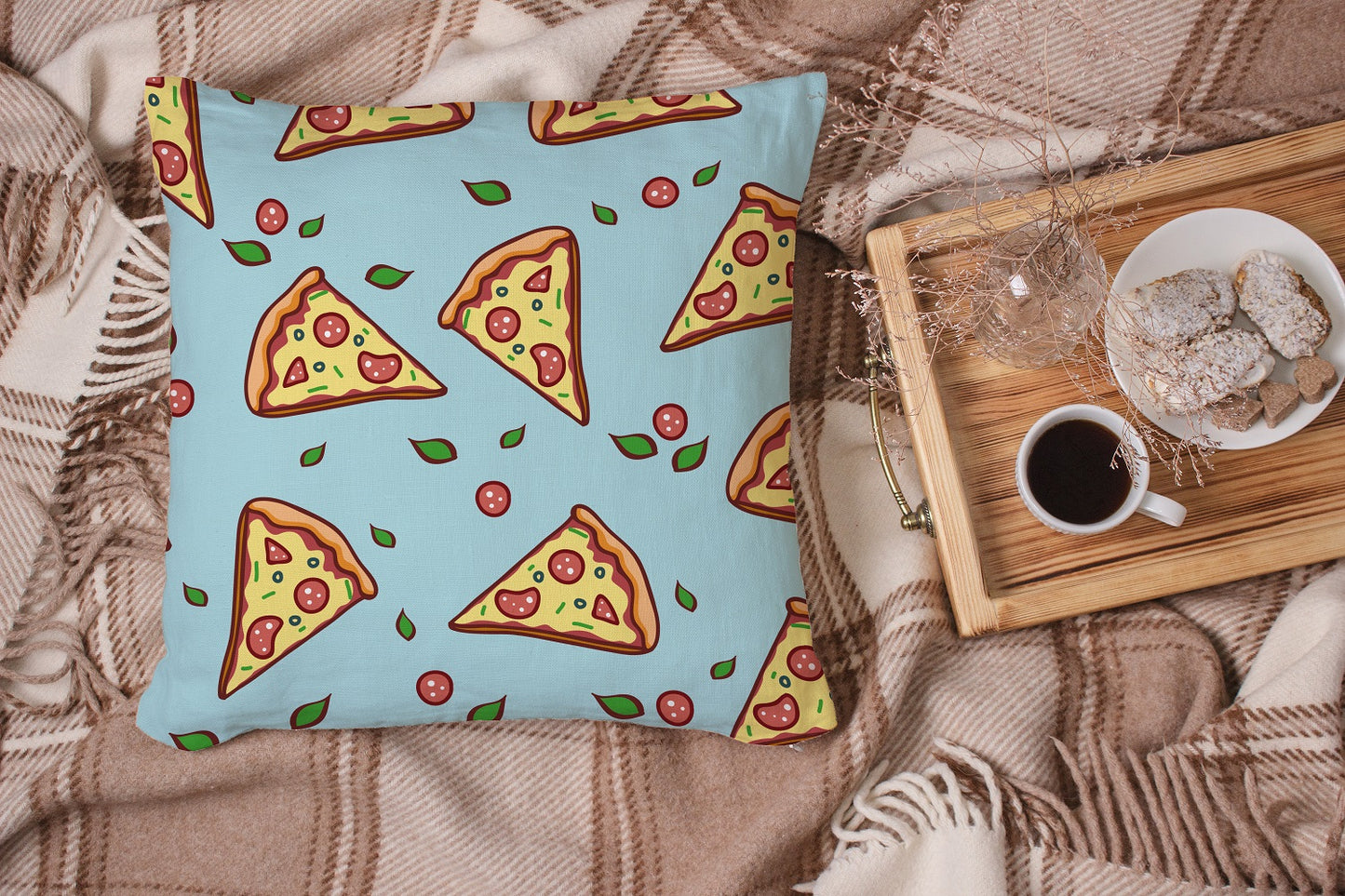 Gift Pack for Him Pizza Slippers and Pillow Case Pack Home Decor Graphic Pillow Cases Cushion Cover - supplyity