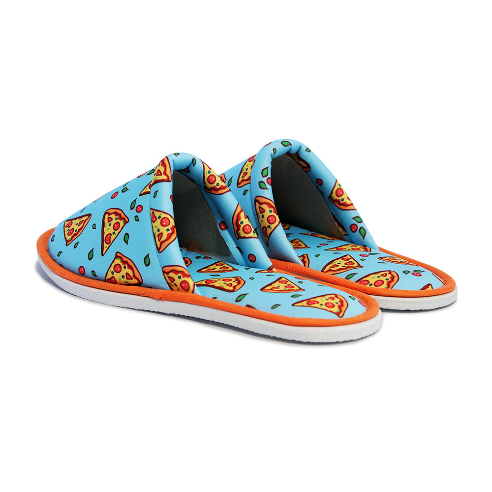 Chochili Women Pizza Slices Home Slippers Yellow and Turquoise Lightweight Silent Walk Size 7 to 8 - supplyity