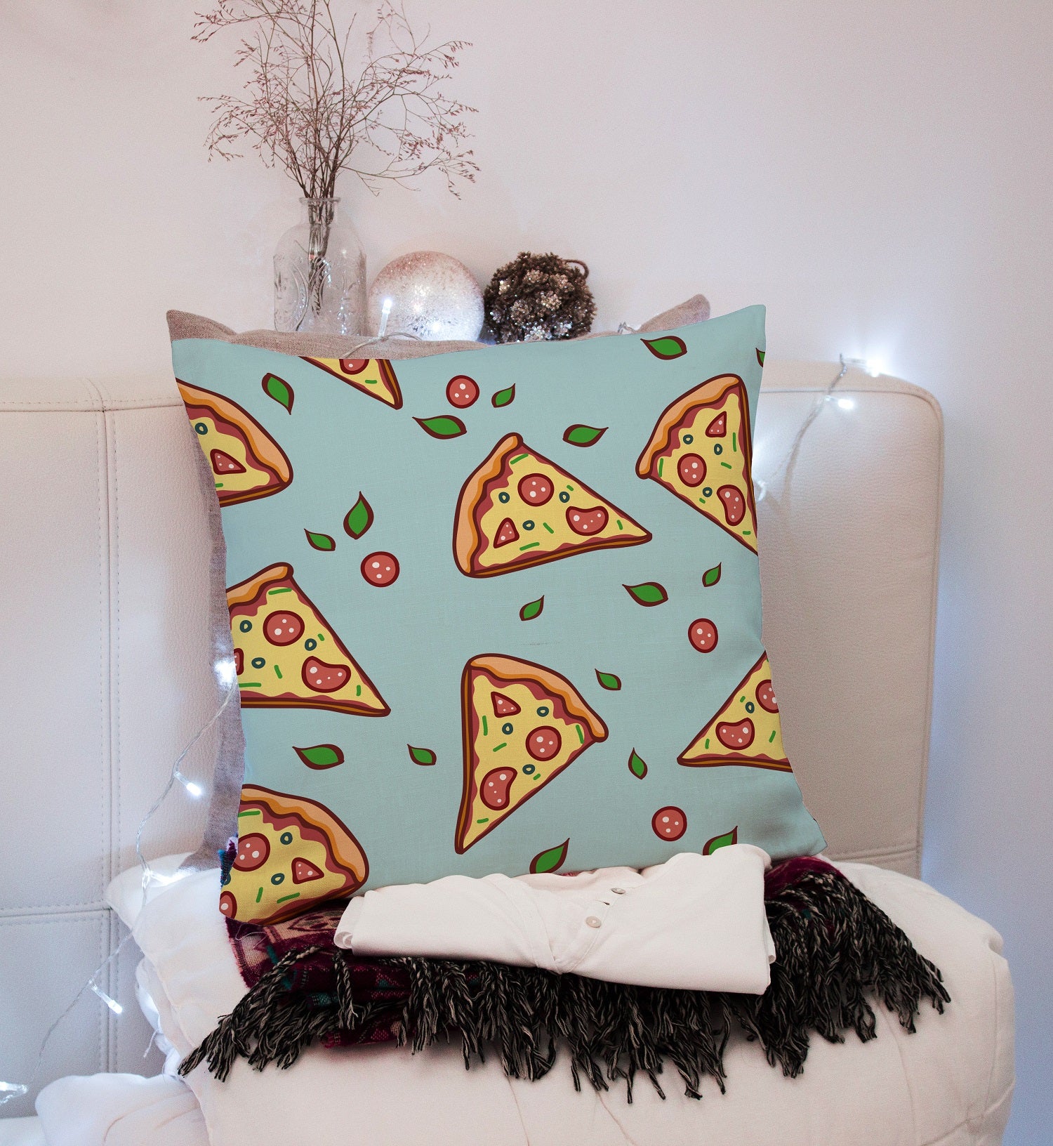 Gift Pack for Him Pizza Slippers and Pillow Case Pack Home Decor Graphic Pillow Cases Cushion Cover - supplyity