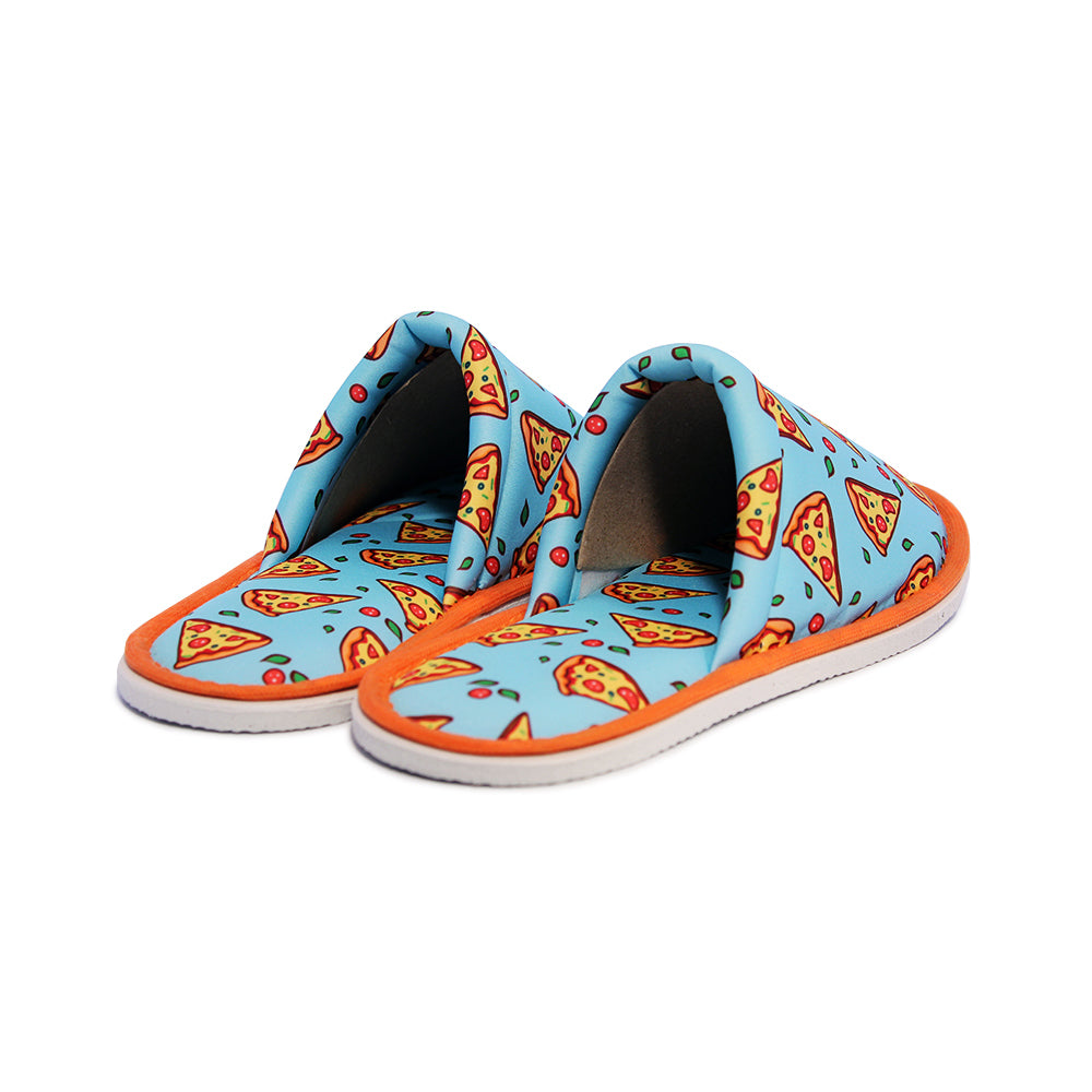 Chochili Women Pizza Slices Home Slippers Yellow and Turquoise Lightweight Silent Walk Size 7 to 8 - supplyity