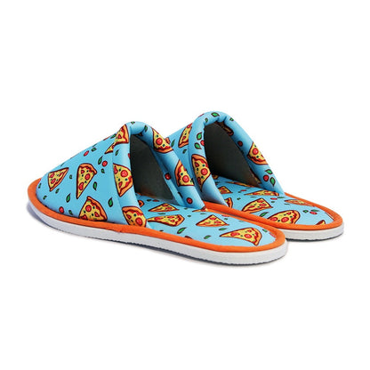 Chochili Men Pizza Slices Home Slippers Orange and Turquoise Lightweight Silent Walk Size 8 to 10 - supplyity