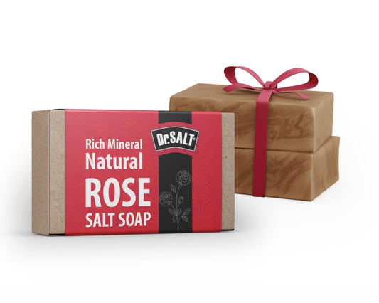 Dr Salt Rich Mineral Natural Rose Salt Soap (2 Bars) Anti-aging for Dry Skin and Eczema - Prevents Wrinkles, Sagging Skin, Age Spots - supplyity