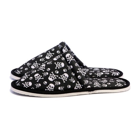 Chochili Men Danger Skull Home Slippers Black and White Lightweight Silent Walk Size 8 to 10 - supplyity