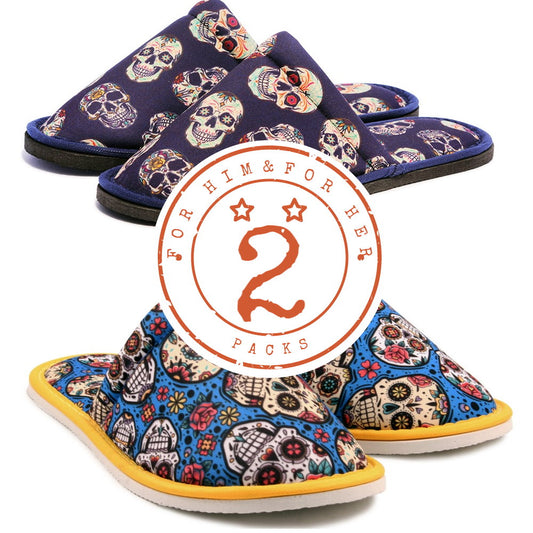 Gift Pack Big Skull For Him Mexican Skull For Her Home Slippers Kitchen Garage Bedroom Lightweight - supplyity
