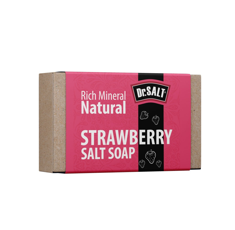 Dr.Salt Rich Mineral Natural Strawberry Salt Soap (2 Bars) Anti Aging, Acne Fighting, Reduce Wrinkles, Prevent Hair Loss - supplyity