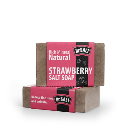 Dr.Salt Rich Mineral Natural Strawberry Salt Soap (2 Bars) Anti Aging, Acne Fighting, Reduce Wrinkles, Prevent Hair Loss - supplyity