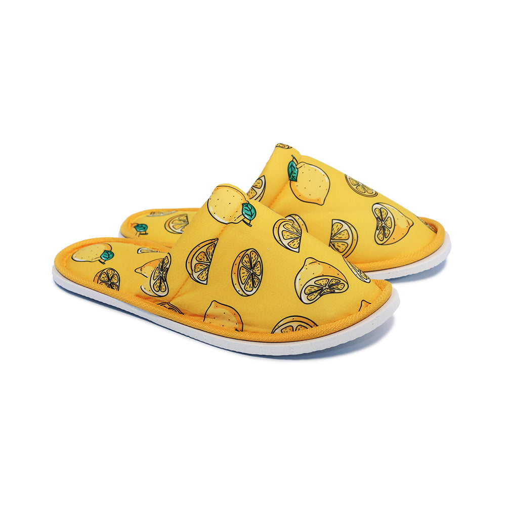 Chochili Men Lemon Home Slippers Yellow and Green Lightweight Silent Walk Size 8 to 10 - supplyity