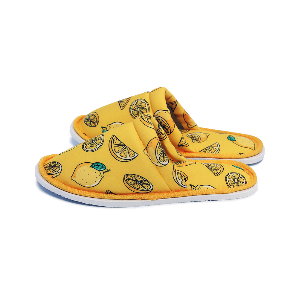 Chochili Men Lemon Home Slippers Yellow and Green Lightweight Silent Walk Size 8 to 10 - supplyity
