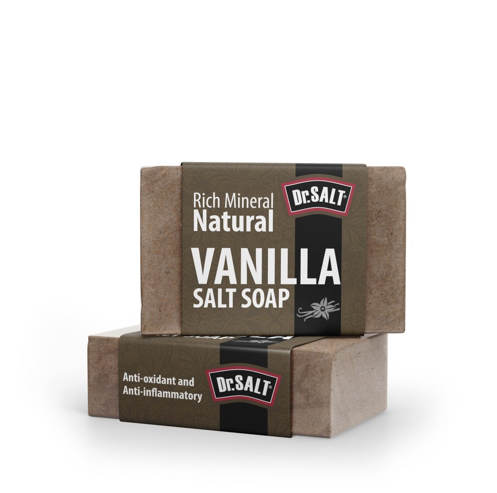 Dr.Salt Rich Mineral Natural Vanilla Salt Soap (2 Bars) Detoxifies, Soothes Skin, Reduce Irritation and Redness, Sleep Help - supplyity