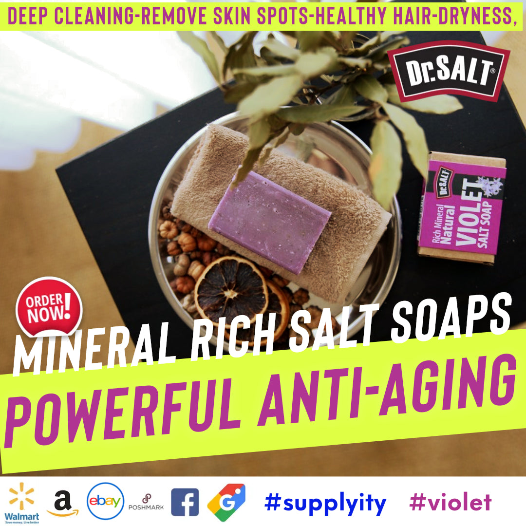 Dr.Salt Rich Mineral Natural Violet Salt Soap (2 Bars) Deep Cleaning, Remove Skin Spots, Healthy Hair