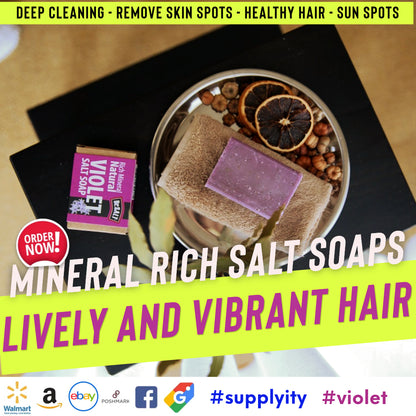 Dr.Salt Rich Mineral Natural Violet Salt Soap (2 Bars) Deep Cleaning, Remove Skin Spots, Healthy Hair