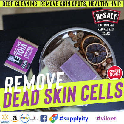 Dr.Salt Rich Mineral Natural Violet Salt Soap (2 Bars) Deep Cleaning, Remove Skin Spots, Healthy Hair